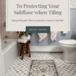 Pinterest Pin: DIY Guide to Protecting your subfloor when tiling using Schluter® Ditra to prevent cracks in the tile! Read more.