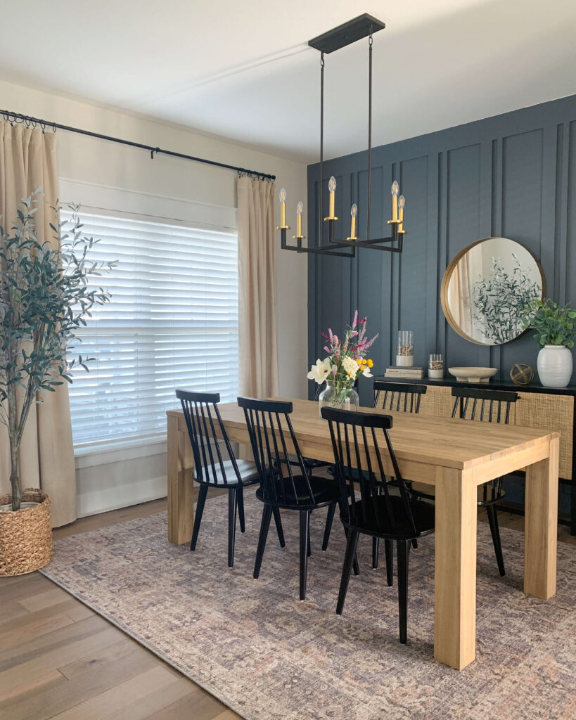 Completed DIY accent wall in Melissa Tyler's dining room.